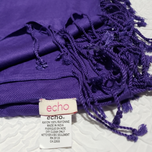 ECHO Deep Purple Rayon Large Scarf with Fringe. - Picture 13 of 14